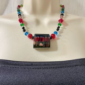 Dichroic fused glass & bead necklace